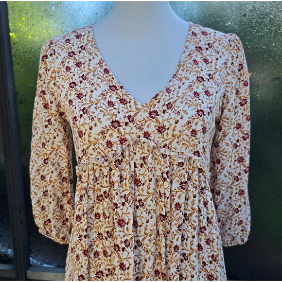 Jane and Delancey Cream Floral Lightweight Rayon Dress Size XS - Picture 3 of 8